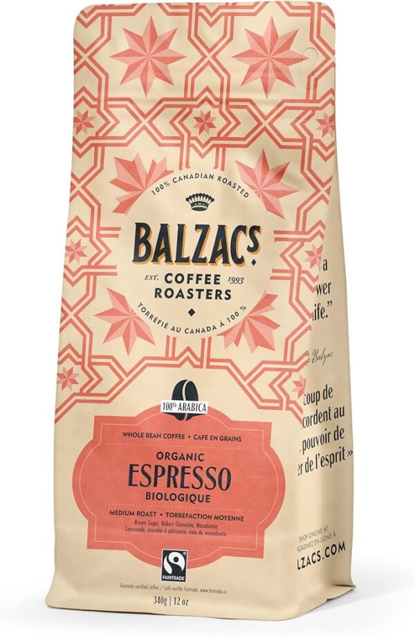 Balzac’s Coffee Roasters - Espresso Blend | Fairtrade Organic | 100% Arabica Whole Bean Coffee | Medium Roast | Velvety & Smooth | 340G, 12OZ. (Pack of 1)… - Image 2