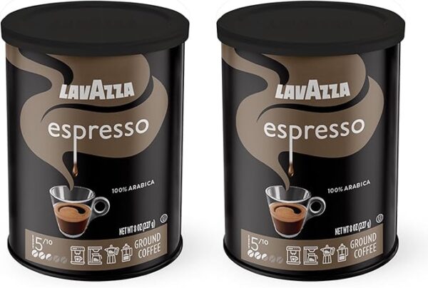Lavazza Caffe Espresso Ground Coffee, 8-Ounce Cans (Pack of 2)