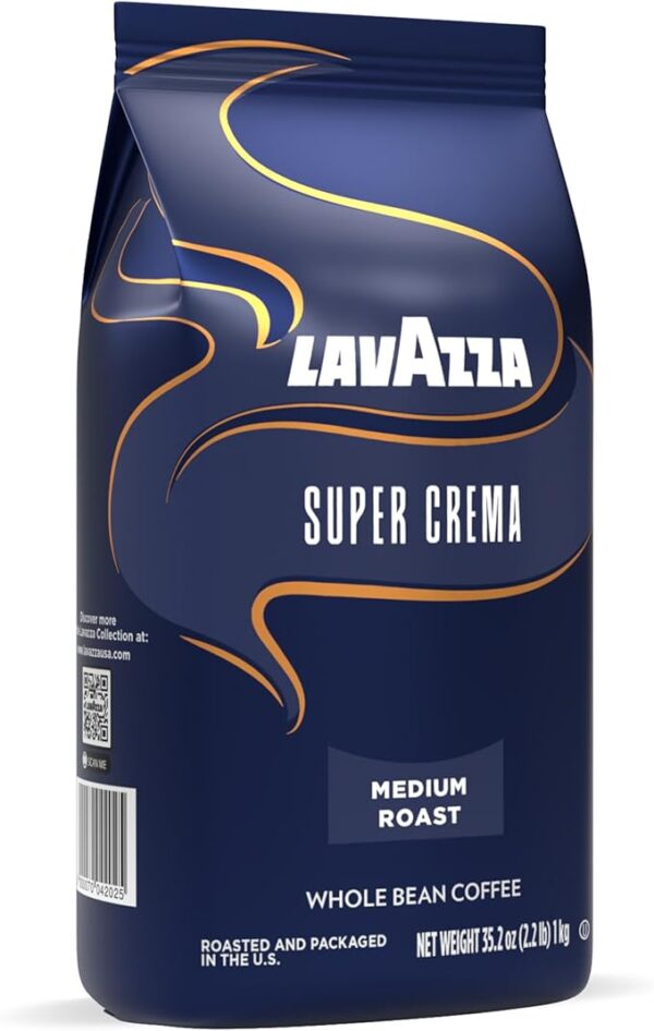 Lavazza Super Crema Whole Bean Coffee Blend, Medium Espresso Roast, 2.2-Pound Bags (Case of 6) - Image 2