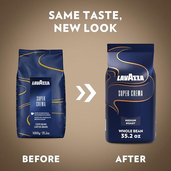 Lavazza Super Crema Whole Bean Coffee Blend, Medium Espresso Roast, 2.2-Pound Bags (Case of 6) - Image 3